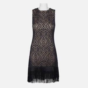 Julia Jordan Black/ Beige Fringe Dress